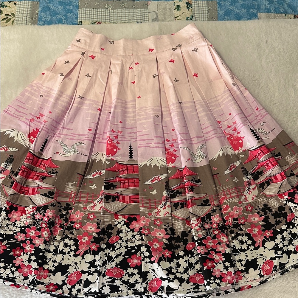 Floral Pink and Gray Women's Skirt